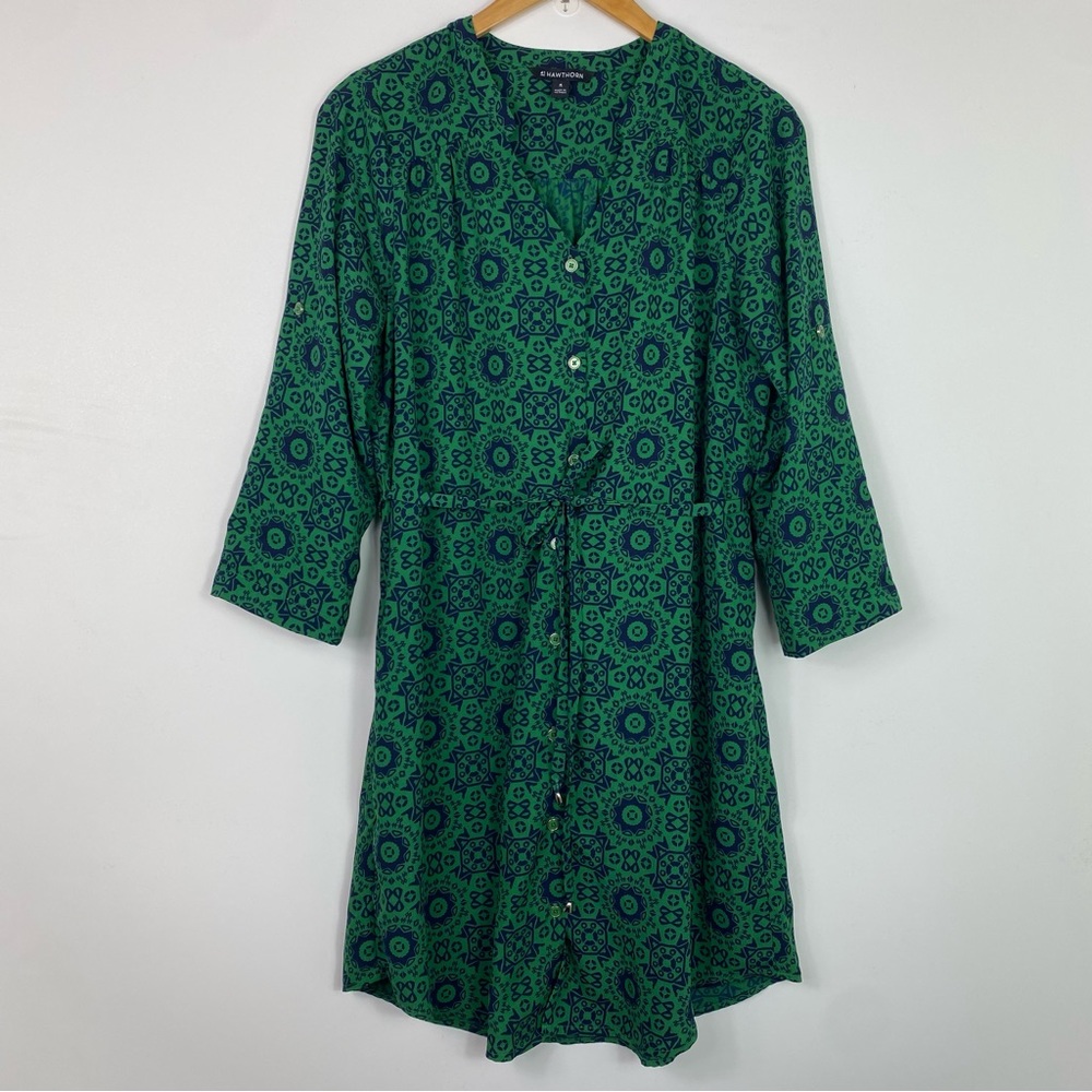 41 Hawthorn dress green and navy blue size medium - Picture 3 of 13